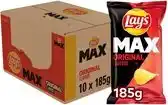 Bol.com Lay's Max Super Chips Ribbelchips Naturel Smaak - Doos met 10 zakken van 185 gram aanbieding