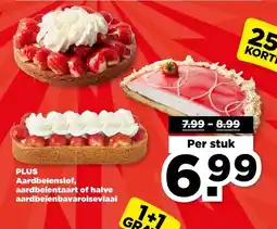 PLUS PLUS Aardbeienslof, aardbeientaart of halve aardbeienbavaroisevlaai aanbieding