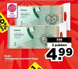 PLUS PLUS Toiletpapier recycled 3-laags aanbieding