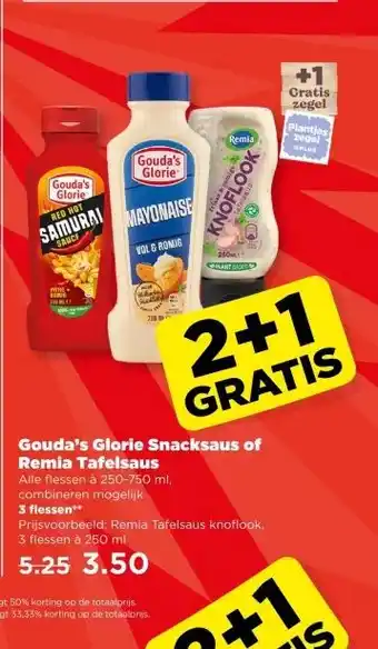 PLUS Gouda's Glorie Snacksaus of Remia Tafelsaus aanbieding