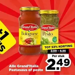 PLUS Alle Grand'Italia Pastasaus of pesto aanbieding