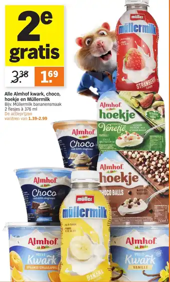 Albert Heijn Almhof kwark, choco, hoekje en Müllermilk aanbieding