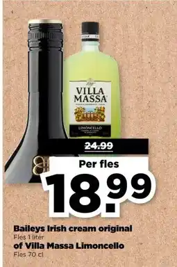 PLUS Baileys Irish cream original Fles 1 liter of Villa Massa Limoncello Fles 70 cl aanbieding