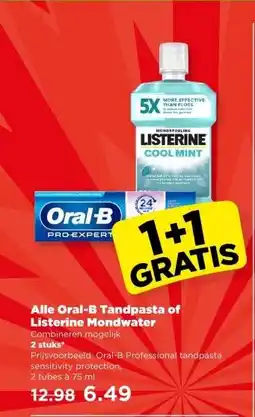 PLUS Alle Oral-B Tandpasta of Listerine Mondwater aanbieding