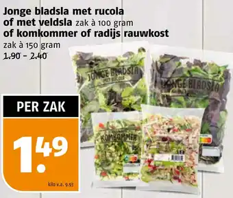 Poiesz Jonge bladsla met rucola of met veldsla zak à 100 gram aanbieding