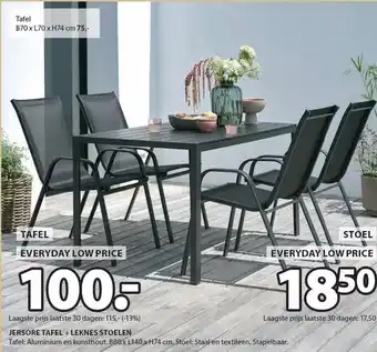 Jysk JERSORE TAFEL + LEKNES STOELEN aanbieding