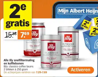 Albert Heijn Illy snelfiltermaling en koffiebonen aanbieding