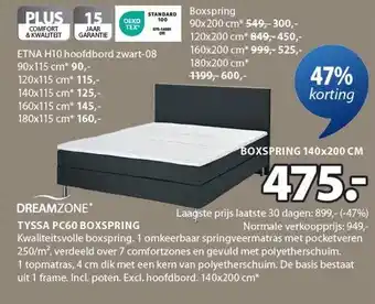 Jysk TYSSA PC60 BOXSPRING aanbieding