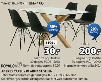 Jysk AGERBY TAFEL + KLARUP STOELEN aanbieding