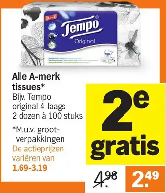 Albert Heijn A-merk tissues aanbieding