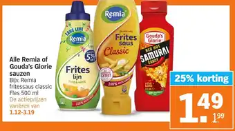 Albert Heijn Remia of Gouda's Glorie sauzen aanbieding