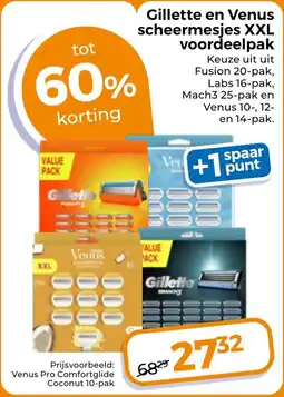 Trekpleister Gillette en Venus scheermesjes XXL voordeelpak aanbieding