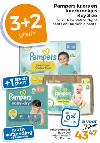 Trekpleister Pampers luiers en luierbroekjes Key Size aanbieding