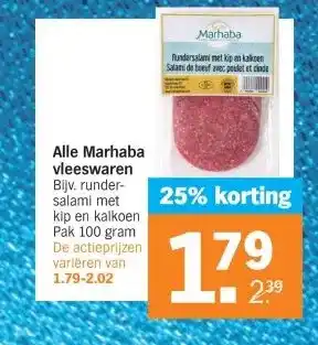 Albert Heijn Alle Marhaba vleeswaren aanbieding