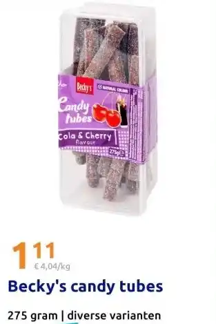 Action Becky's candy tubes aanbieding