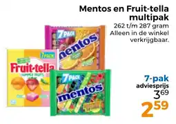 Trekpleister Mentos en Fruit-tella multipak aanbieding