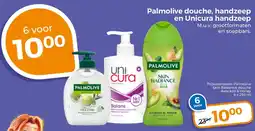 Trekpleister Palmolive douche, handzeep en Unicura handzeep aanbieding