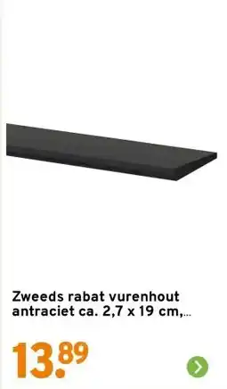 GAMMA Zweeds rabat vurenhout antraciet ca. 2,7 x 19 cm, lengte ca. 240 cm aanbieding