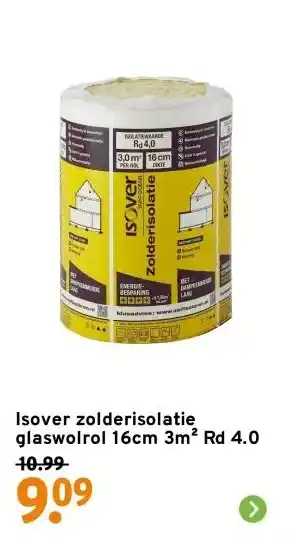 GAMMA Isover zolderisolatie glaswolrol 16cm 3m² Rd 4.0 aanbieding