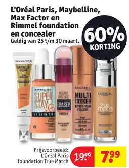 Kruidvat L'Oréal Paris, Maybelline, Max Factor en Rimmel foundation en concealer aanbieding