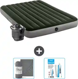 Bol.com Intex Luchtbed - 2-Persoons - 152 x 203 x 25 cm - Groen - Inclusief pomp - Hoeslaken en Reparatieset aanbieding