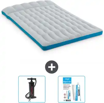 Bol.com Intex Campingmat - 2-Persoons - 127 x 193 x 24 cm - Blauw - Inclusief Pomp en Reparatieset aanbieding