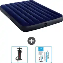 Bol.com Intex Luchtbed - Twijfelaar - 137 x 191 x 25 cm - Blauw - Inclusief Pomp en Reparatieset aanbieding