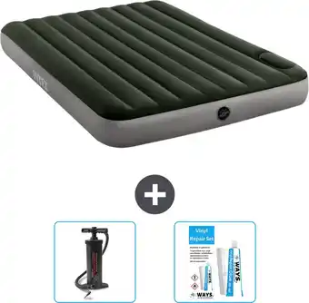 Bol.com Intex Luchtbed - 2-Persoons - 152 x 203 x 25 cm - Groen - Pomp en Reparatieset aanbieding