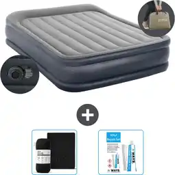 Bol.com Intex Luchtbed - 2-Persoons - 152 x 203 x 42 cm - Grijs - Inclusief pomp - Hoeslaken en Reparatieset aanbieding