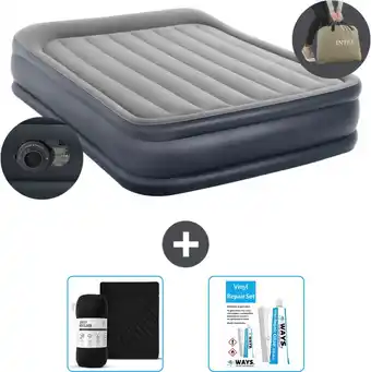Bol.com Intex Luchtbed - 2-Persoons - 152 x 203 x 42 cm - Grijs - Inclusief pomp - Hoeslaken en Reparatieset aanbieding
