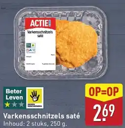 ALDI Varkensschnitzels saté aanbieding