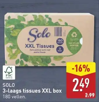 ALDI Solo 3 laags tissues XXL box aanbieding