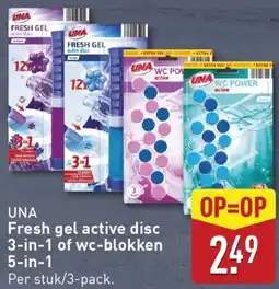 ALDI UNA Fresh gel active disc 3 in 1 of wc blokken 5 in 1 aanbieding