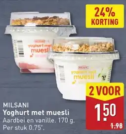 ALDI MILSANI Yoghurt met muesli aanbieding