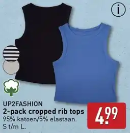 ALDI UP2FASHION 2-pack cropped rib tops aanbieding