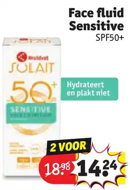 Kruidvat Face fluid Sensitive SPF50+ aanbieding