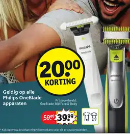 Kruidvat Geldig op alle Philips OneBlade apparaten aanbieding