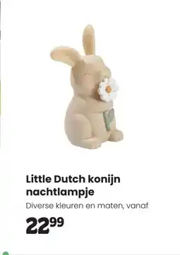 Babypark Little Dutch konijn nachtlampje aanbieding