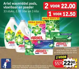 Kruidvat Ariel wasmiddel pods, vloeibaar en poeder aanbieding