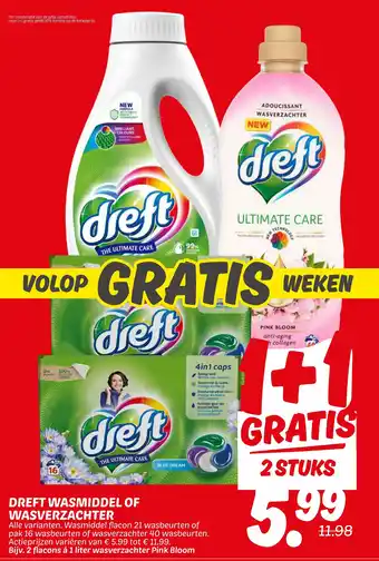 Dekamarkt Dreft wasmiddel of wasverzachter aanbieding