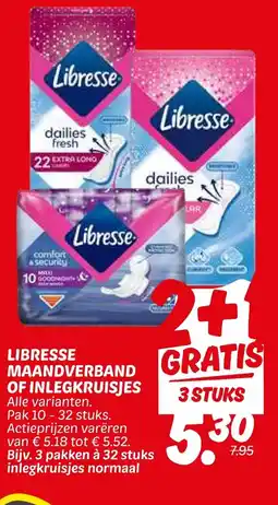 Dekamarkt Libresse maandverband of inlegkruisjes aanbieding