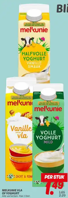 Dekamarkt MELKUNIE VLA OF YOGHURT aanbieding