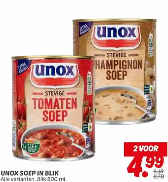 Dekamarkt Unox soep in blik aanbieding