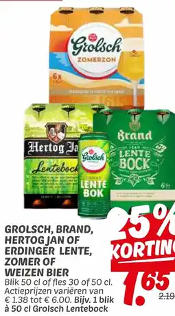 Dekamarkt Grolsch, brand, hertog jan of erdinger lente, zomer of weizen bier aanbieding