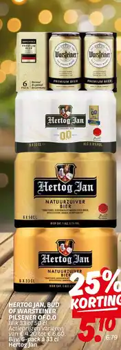 Dekamarkt Hertog jan, bud of warsteiner pilsener of 0.0 aanbieding