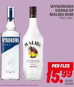 Dekamarkt Wyborowa vodka of malibu rum aanbieding