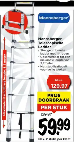 Vomar Voordeelmarkt Mannsberger Telescopische Ladder aanbieding