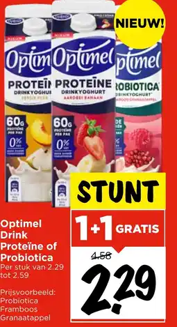 Vomar Voordeelmarkt Optimel Drink Proteïne of Probiotica aanbieding