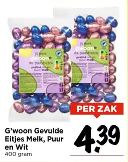 Vomar Voordeelmarkt G'woon Gevulde Eitjes Melk, Puur en Wit aanbieding