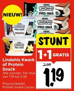 Vomar Voordeelmarkt Lindahls Kwark of Protein Snack aanbieding